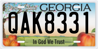 GA license plate QAK8331