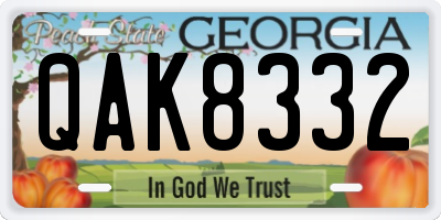 GA license plate QAK8332
