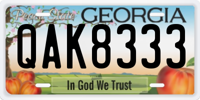 GA license plate QAK8333