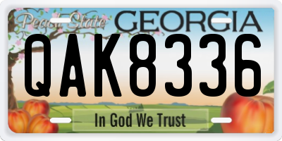GA license plate QAK8336