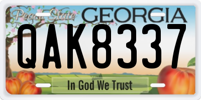 GA license plate QAK8337