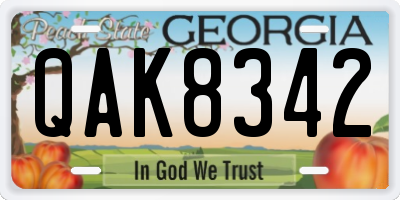 GA license plate QAK8342