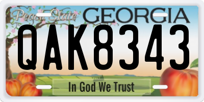 GA license plate QAK8343