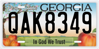 GA license plate QAK8349