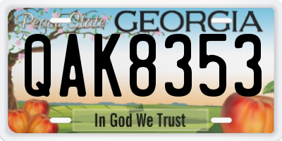 GA license plate QAK8353