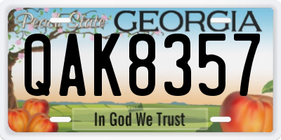 GA license plate QAK8357