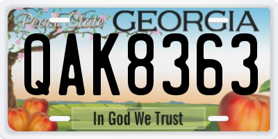 GA license plate QAK8363