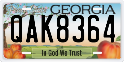 GA license plate QAK8364