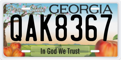 GA license plate QAK8367