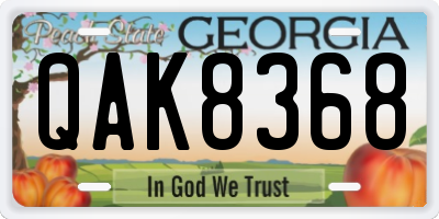 GA license plate QAK8368