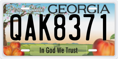 GA license plate QAK8371