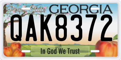 GA license plate QAK8372