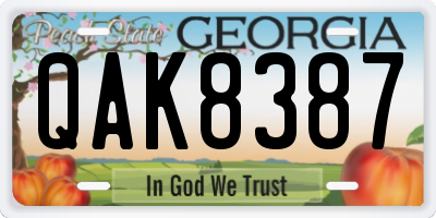 GA license plate QAK8387