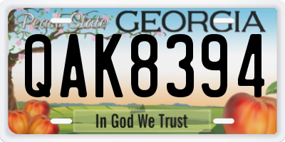 GA license plate QAK8394