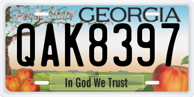 GA license plate QAK8397