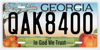GA license plate QAK8400