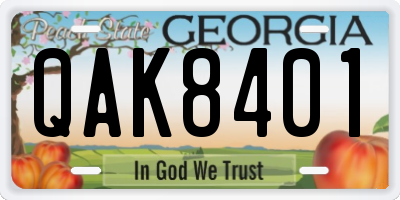 GA license plate QAK8401