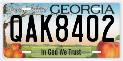 GA license plate QAK8402