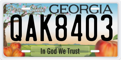 GA license plate QAK8403