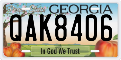 GA license plate QAK8406