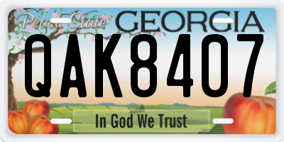 GA license plate QAK8407
