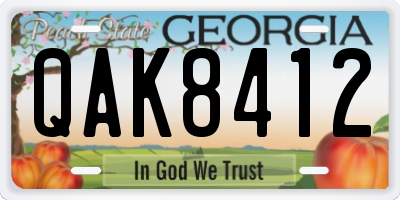 GA license plate QAK8412