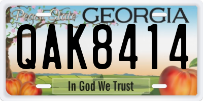 GA license plate QAK8414