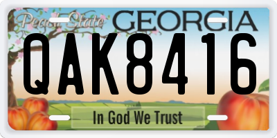 GA license plate QAK8416