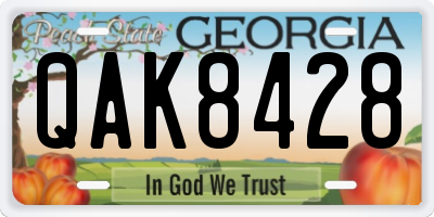 GA license plate QAK8428