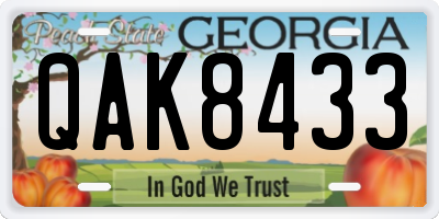 GA license plate QAK8433