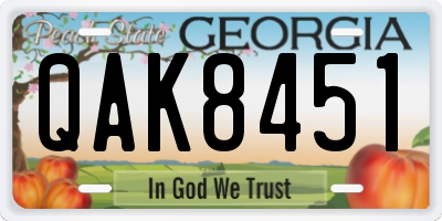 GA license plate QAK8451