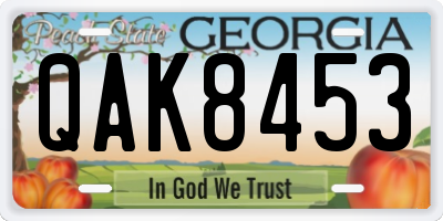 GA license plate QAK8453
