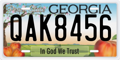 GA license plate QAK8456