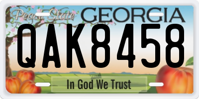 GA license plate QAK8458