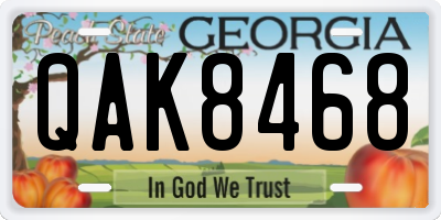 GA license plate QAK8468