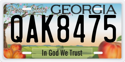 GA license plate QAK8475