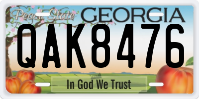 GA license plate QAK8476