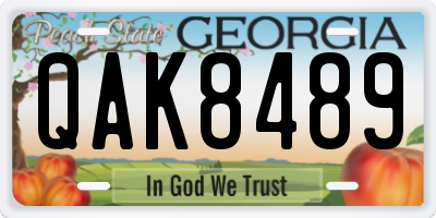 GA license plate QAK8489