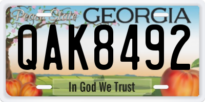 GA license plate QAK8492