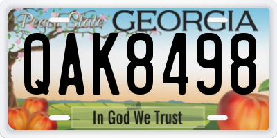 GA license plate QAK8498