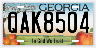GA license plate QAK8504