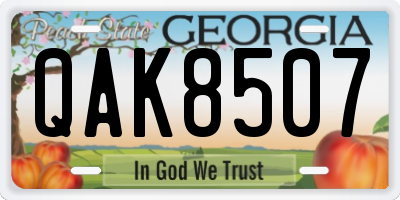 GA license plate QAK8507