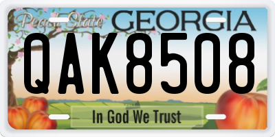 GA license plate QAK8508