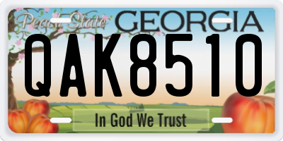 GA license plate QAK8510