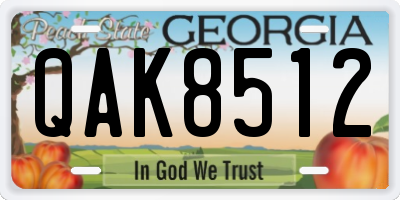 GA license plate QAK8512