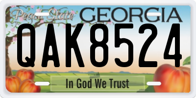 GA license plate QAK8524