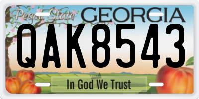 GA license plate QAK8543