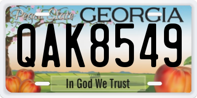 GA license plate QAK8549