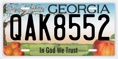 GA license plate QAK8552