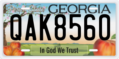 GA license plate QAK8560